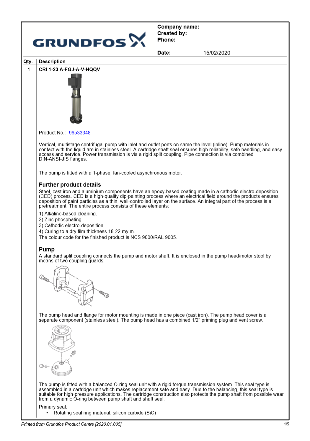 Dry Riser Test Pump detailed data sheet - Sale Engineering Products Ltd